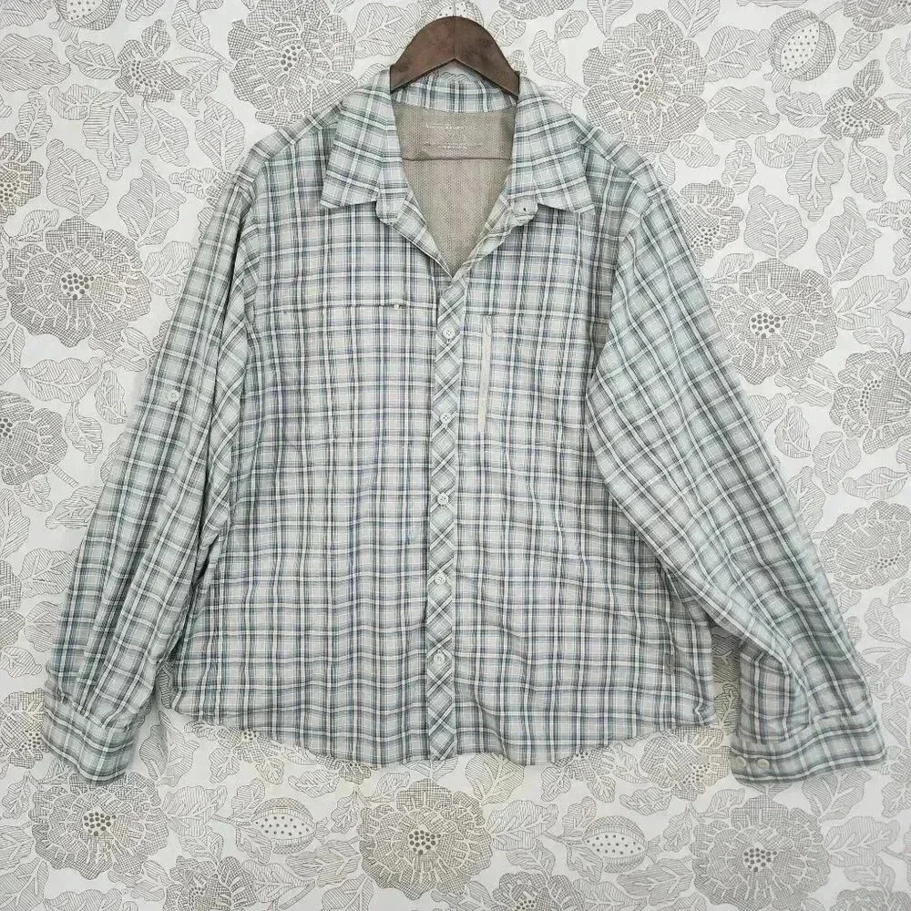 💥   Mens Large Plaid Long Sleeve Button-Down Shirt  Oudoor